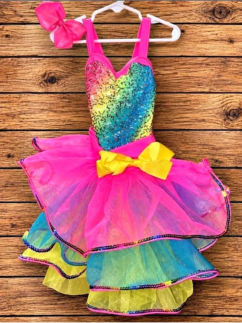 Girls Rainbow Sequin Party Dress